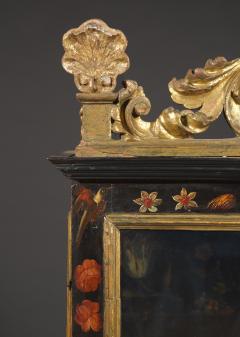 Polychrome Parcel Gilt Hanging Wall Cabinet With Floral Exotic Bird Decoration - 2039392