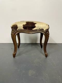 Pony Skin Upholstered Bench or Foot Stool With Brass Tack Detailing - 2989218