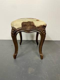 Pony Skin Upholstered Bench or Foot Stool With Brass Tack Detailing - 2989220