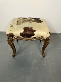 Pony Skin Upholstered Bench or Foot Stool With Brass Tack Detailing - 2989221