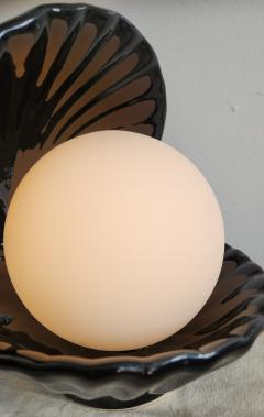 Porcelain Clamshell Lamp with Black Glaze - 4355651