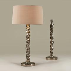Porta Romana Pair of tall melting metal polished nickel lamps by Porta Romana - 4507880
