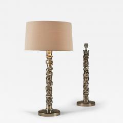 Porta Romana Pair of tall melting metal polished nickel lamps by Porta Romana - 4508130