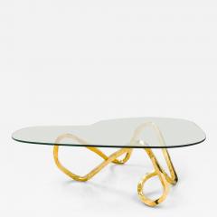 Porto Organic Loop Design Polished Bronze and Glass Coffee Tables by Newel Mod - 4198180