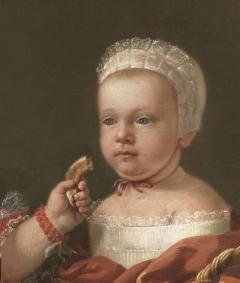 Portrait Of A Child And Swaddled Infant With A Dog - 2212734