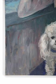Portrait Of A Woman And White Dog Painting - 3185233