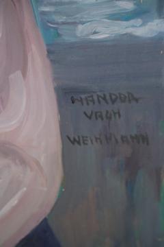 Portrait Of A Woman And White Dog Painting - 3185237