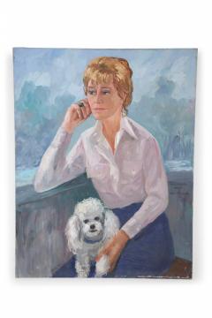Portrait Of A Woman And White Dog Painting - 3185238