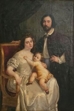 Portrait Painting of the Artists Family Signed Tojetti U S A 19th century - 4351161