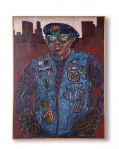 Portrait of a Black Panther Activist by N Correa Oil and Mixed Media 1969 - 4478353