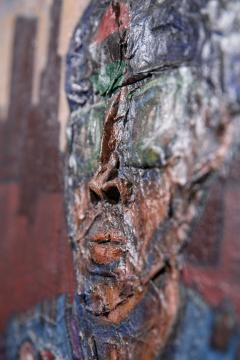 Portrait of a Black Panther Activist by N Correa Oil and Mixed Media 1969 - 4478357