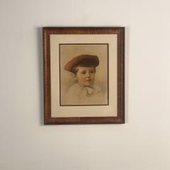 Portrait of a Young Boy in Watercolor Signed Alice Randall 1890 - 2516285