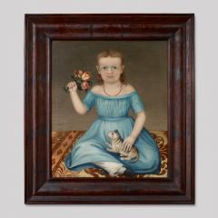 Portrait of a Young Girl Holding a Bouquet of Flowers and a Cat - 71623