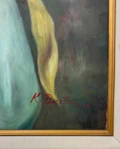 Portrait of a Young Girl Oil on Canvas By K Burton Signed and Framed - 3637340