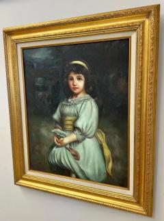 Portrait of a Young Girl Oil on Canvas By K Burton Signed and Framed - 3637341