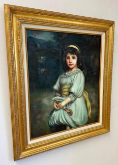 Portrait of a Young Girl Oil on Canvas By K Burton Signed and Framed - 3637343