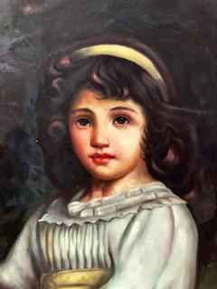 Portrait of a Young Girl Oil on Canvas By K Burton Signed and Framed - 3637346