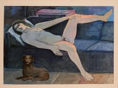 Portrait of a Young Man and Dog by Theophilus Brown circa 1960 - 2520316