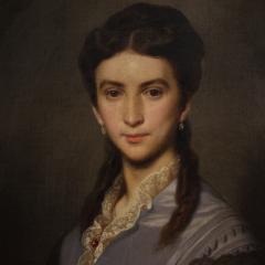 Portrait painting of a lady signed Johann Grund and dated 1869 - 4174510