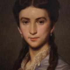 Portrait painting of a lady signed Johann Grund and dated 1869 - 4174511