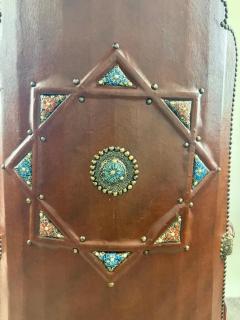 Portuguese Colonial Style Leather Filigree Design Throne Chair - 4090259