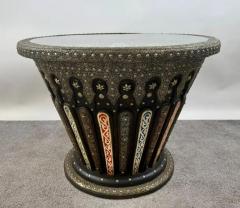 Portuguese Colonial Style Wood with Filigree Inlay Circular Center Table - 4090728