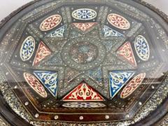 Portuguese Colonial Style Wood with Filigree Inlay Circular Center Table - 4090740