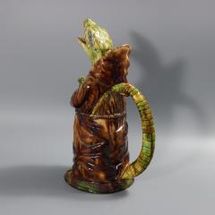 Portuguese Cunha Palissy Majolica Anthropomorphic Lizard Monk Jug - 4049624