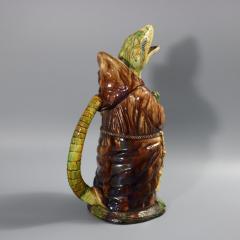 Portuguese Cunha Palissy Majolica Anthropomorphic Lizard Monk Jug - 4049626