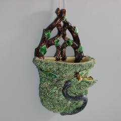 Portuguese Palissy Majolica Snake Bird Wall Pocket - 2297477