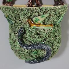 Portuguese Palissy Majolica Snake Bird Wall Pocket - 2297480