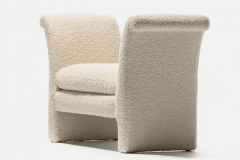 Post Modern Bench Settee Newly Upholstered in Luxurious Ivory White Boucle  - 2864156