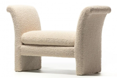 Post Modern Bench Settee Newly Upholstered in Luxurious Ivory White Boucle  - 2864164
