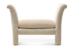 Post Modern Bench Settee Newly Upholstered in Luxurious Ivory White Boucle  - 2864193