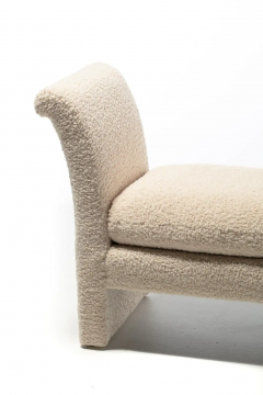 Post Modern Bench Settee Newly Upholstered in Luxurious Ivory White Boucle  - 2864194