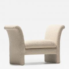 Post Modern Bench Settee Newly Upholstered in Luxurious Ivory White Boucle  - 2868085