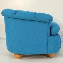 Post Modern Biscuit Tufted Pair Turquoise Lounge Chairs 1980 - 4496874