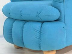 Post Modern Biscuit Tufted Pair Turquoise Lounge Chairs 1980 - 4496875