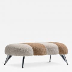 Post Modern Caterpillar Two Tone Bench with Chrome Legs in Ivory Latte Boucl  - 4089890