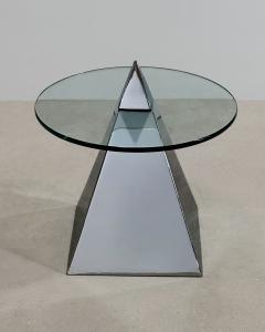 Post Modern Chrome and Glass Triangle Pyramid Side End Table 1980 - 3514473