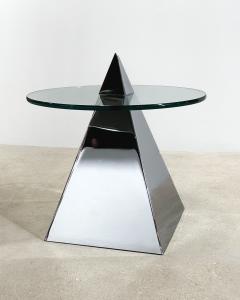 Post Modern Chrome and Glass Triangle Pyramid Side End Table 1980 - 3514474