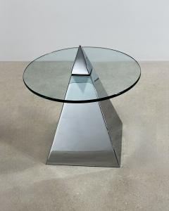 Post Modern Chrome and Glass Triangle Pyramid Side End Table 1980 - 3514477