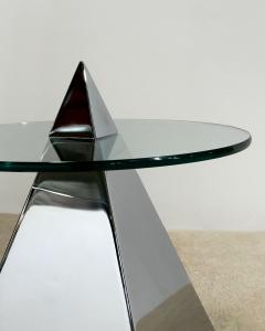 Post Modern Chrome and Glass Triangle Pyramid Side End Table 1980 - 3514478