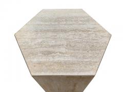 Post Modern Italian Travertine Marble Hexagonal Side Table 1970s - 2937200