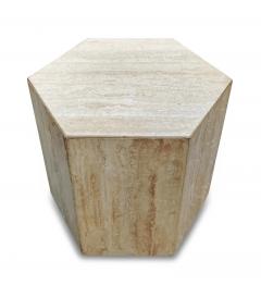 Post Modern Italian Travertine Marble Hexagonal Side Table 1970s - 2937212