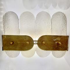 Post Modern Organic Italian Pair Geometric Beige Murano Glass Gold Leaf Sconces - 4371950