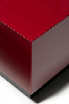 Post Modern Reverse Painted Red and Black Glass Cube End Tables c 1980 - 2851528