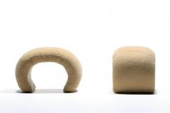 Post Modern Waterfall Stools in New Palomino Butter Cream Sheepskin Upholstery - 4455285