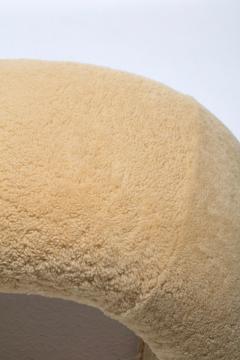 Post Modern Waterfall Stools in New Palomino Butter Cream Sheepskin Upholstery - 4455289