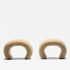 Post Modern Waterfall Stools in New Palomino Butter Cream Sheepskin Upholstery - 4455350
